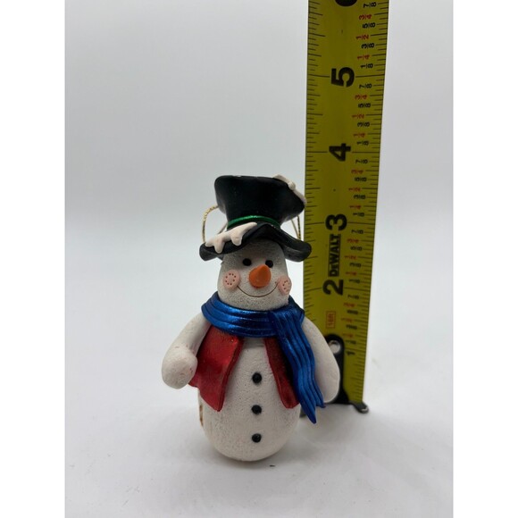 Vintage Skiing Snowman & Top Hat Snowman Christmas Ornaments Set of 2 - Picture 2 of 6